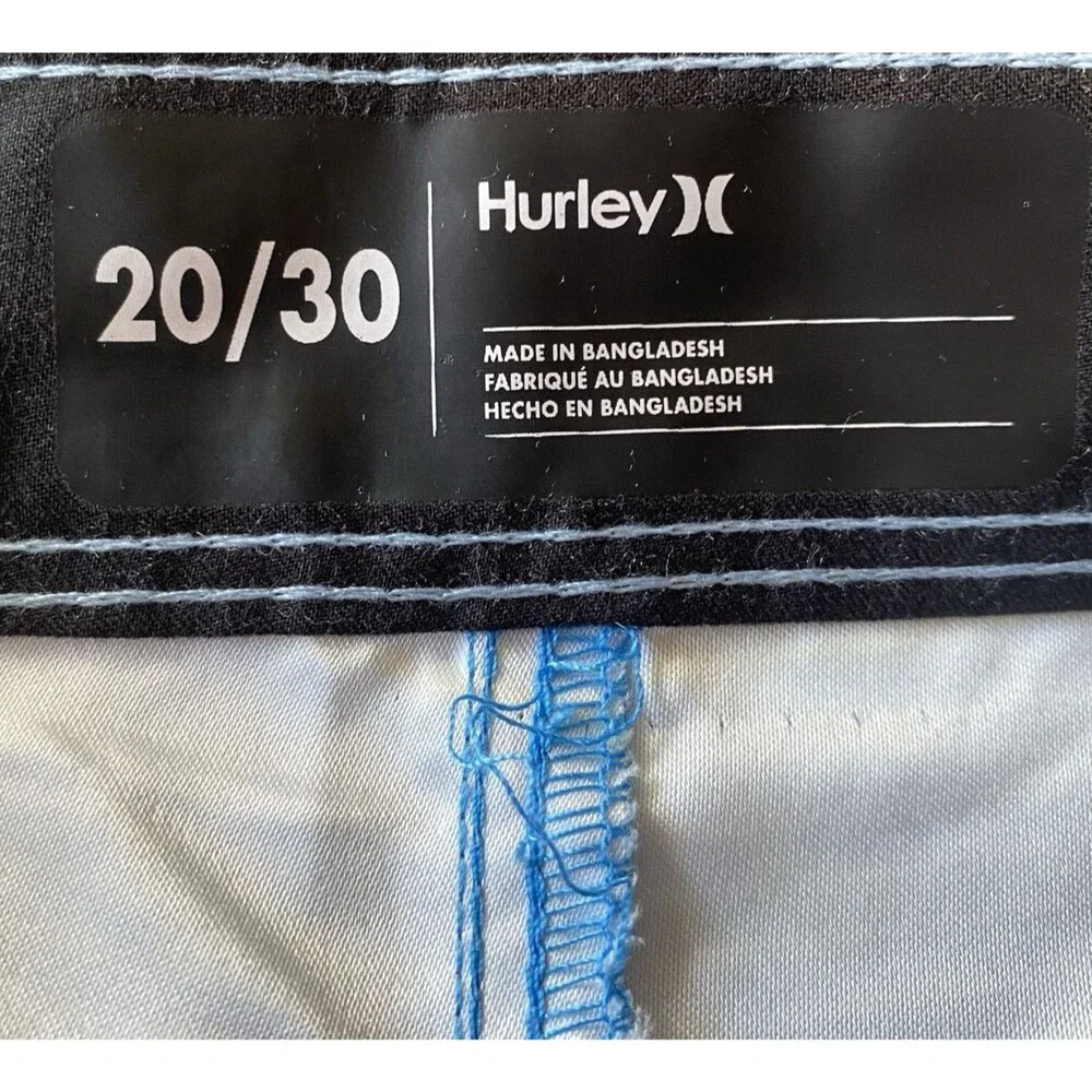Hurley Boy's Board Shorts Striped Indo Blue Swim Beach Summer Size 20/30 NWT